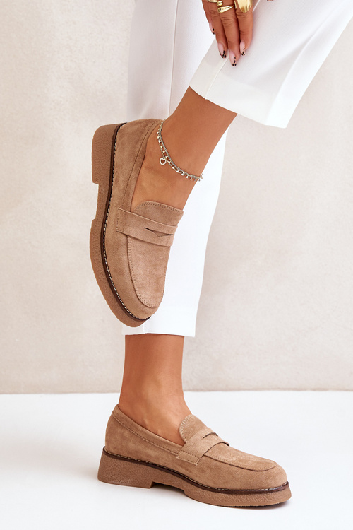 Klasické Dámske Mokasíny Z Eko Semišu Béžové Belania