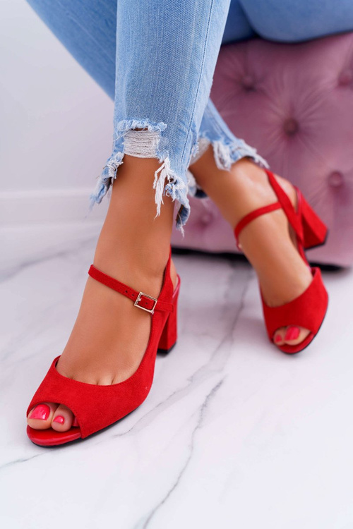 Dámské Sandály Na Podpatku Sergio Leone SK808 Červené Dali