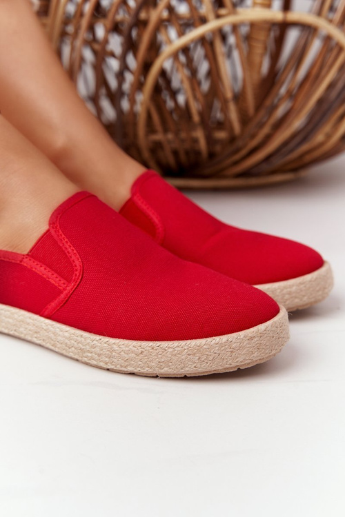 Espadrilles na opletenej podrážke veľkej hviezdy DD274018 červená