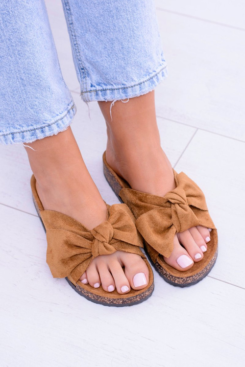 Dámské Papuče Na Korku Mašle Camel Dominica