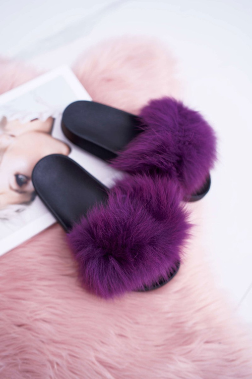 Ženské flip -flops s kožušinovou fialovou mäkkou