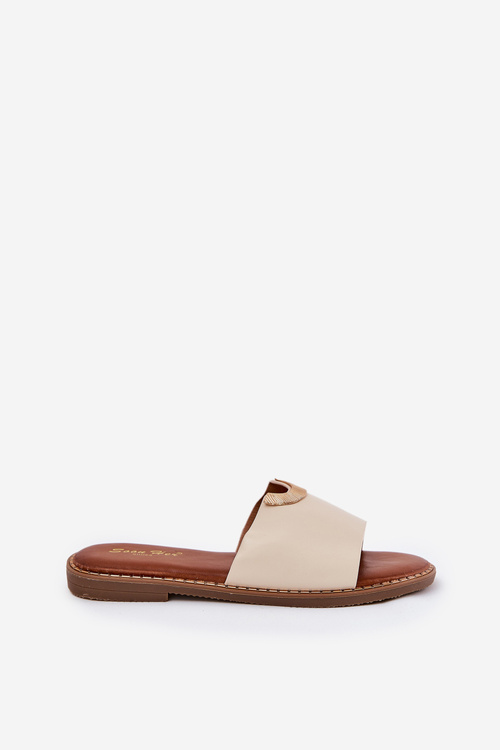 Dámske Eko Kožené Papuče S Dekoratívnymi Detailmi Béžové Mevith