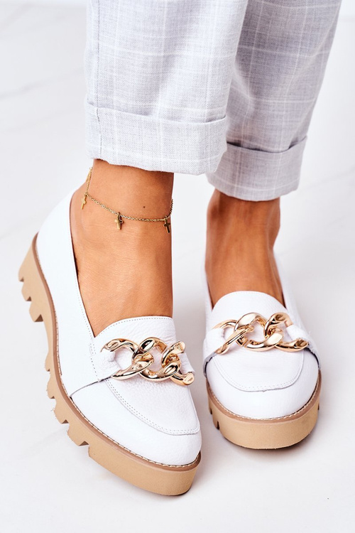 Kožené Mokasiny Lewski Shoes 3040 Bílé