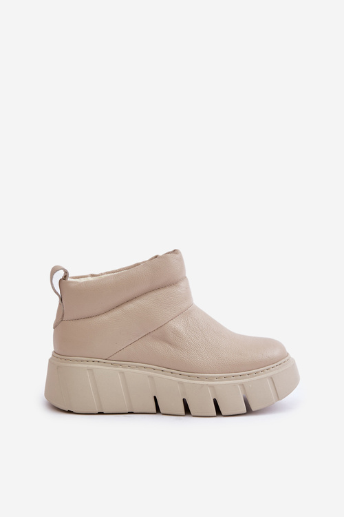 Zazoo 60470 Kožené Čižmy Izolované Vlnou Na Platforme Svetlo Béžové