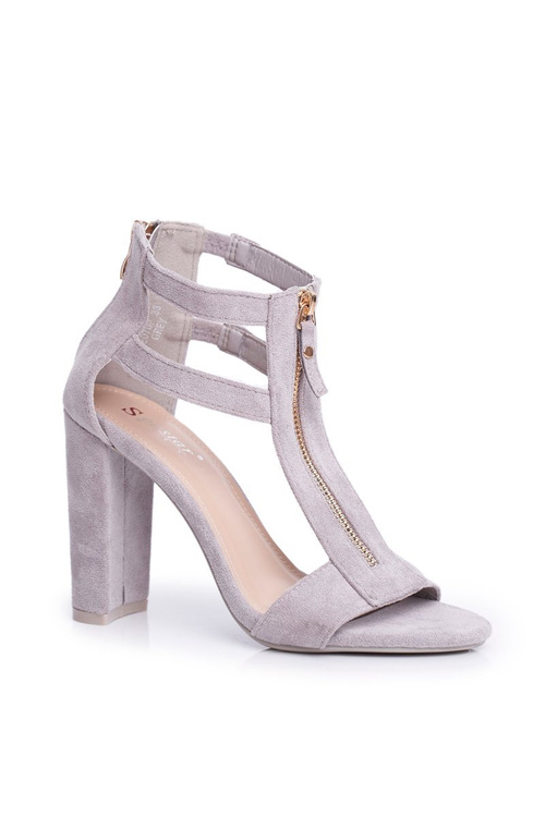 Semišové sandále na stĺpiku šedá hlúposť