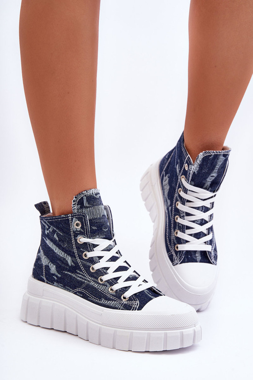 Dámské vysoké materiálové tenisky granátové Degas