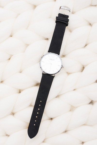 Elegant Leather Black Women Ernest Watch