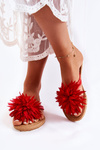 Žien flip -flops flip -flops s materiálnou dekoráciou Red Eviana