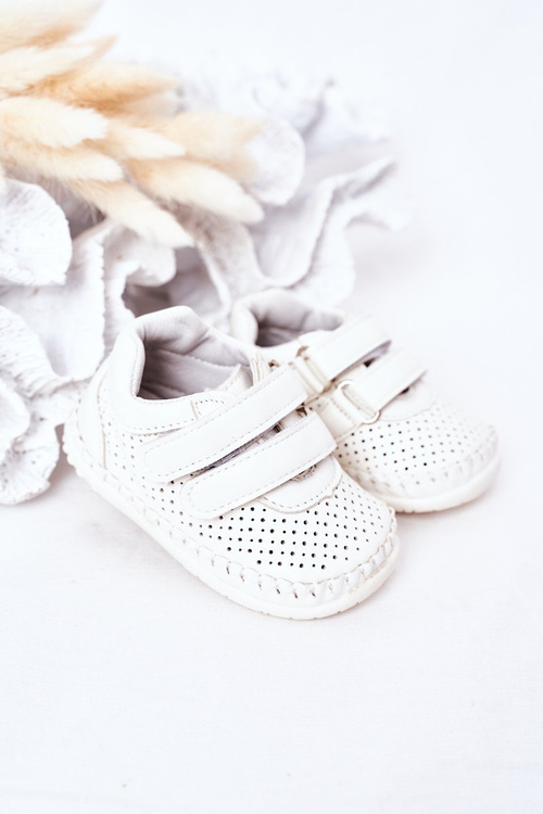 Detské kožené športové topánky biele billie