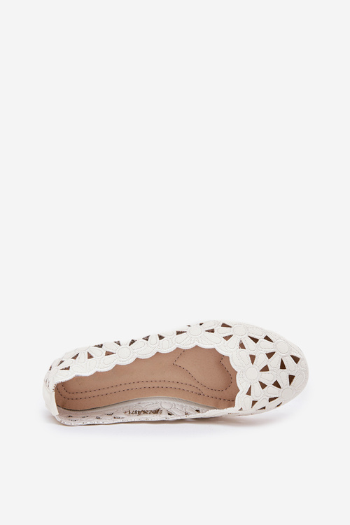 Perforované Detské Baleríny S Trblietkami Biele Zindira