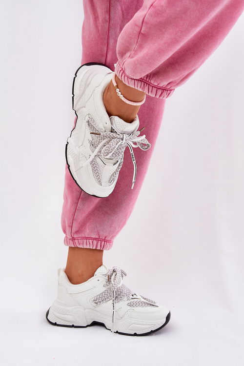 Tenisky Sportovní Boty Dámské S Dvojitým Šněrováním Bílé Efobell