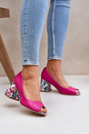 Kožené lodičky se zdobeným podpatkem Fuchsie Lewski Shoes 2608/K