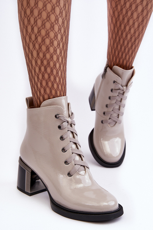 Dámské lakové boty D&A MR870-98 Světle šedá