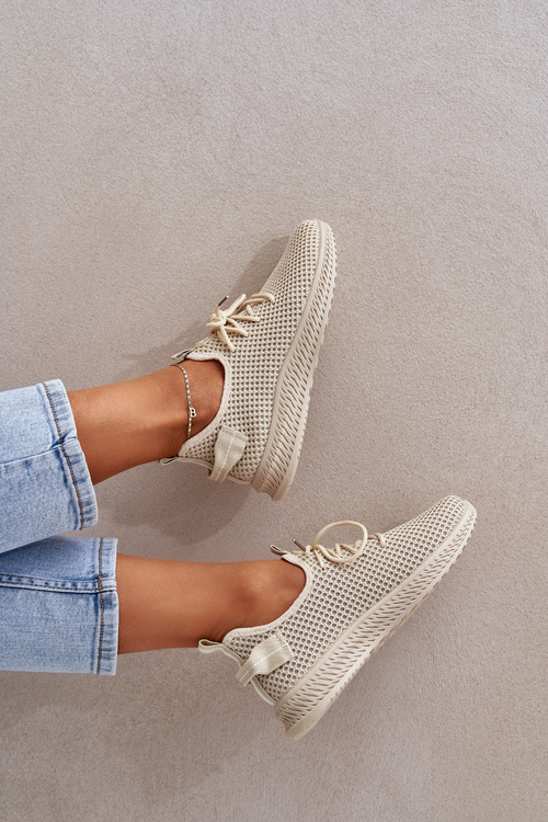 Síťované Slip On Sportovní Boty Dámské Béžové Harice