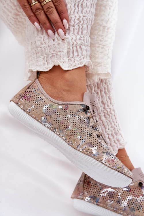 Dámské Polobotky Z Přírodní Kůže Vzorované Artiker 56C2689 Béžové