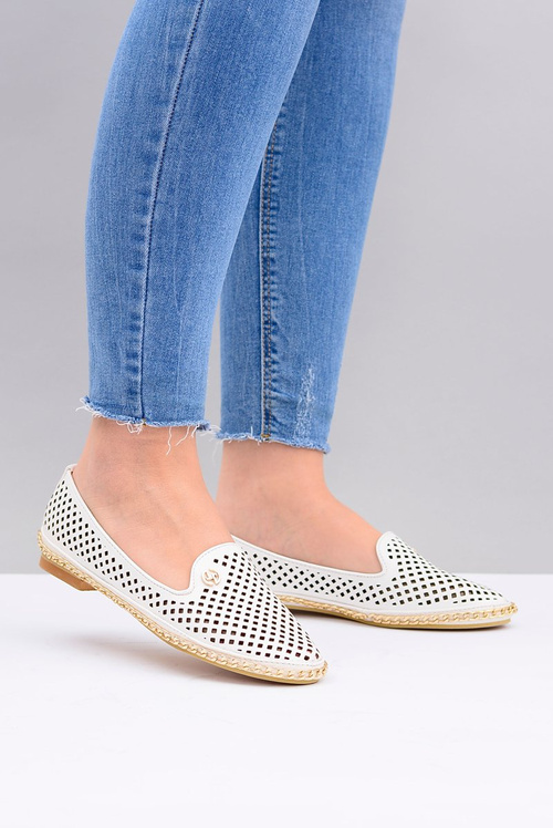 Lu Boo | Bílé otevřené baleríny Stylové