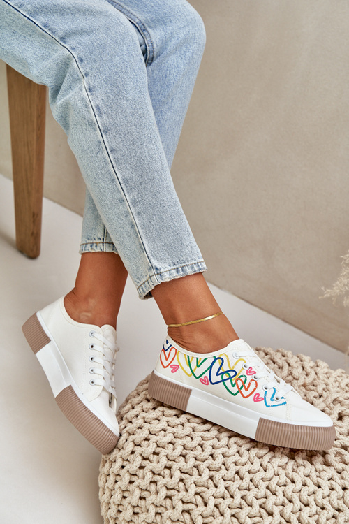 Dámske Tenisky Srdcia Biele Fonirea