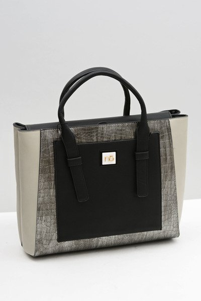 Nobo Dámska veľká čierna kabelka hadí koža