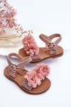 Módne detské sandále s kvetmi ružové polysy
