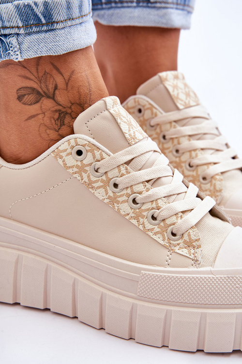 Dámska kožená športová topánka na platforme Alison Béžová platforma