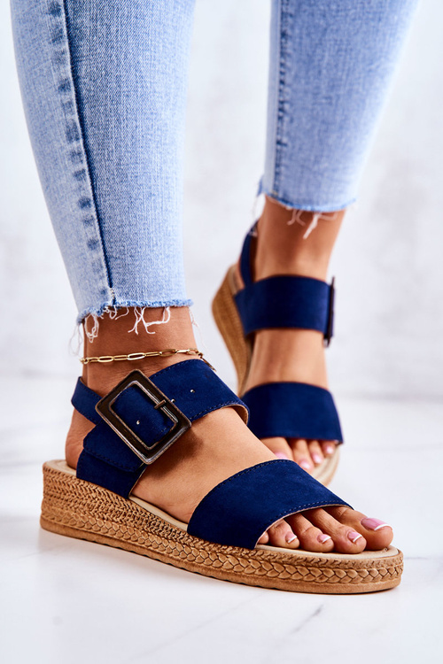 Dámske semišové sandále Veľká hviezda JJ276033 Navy Blue