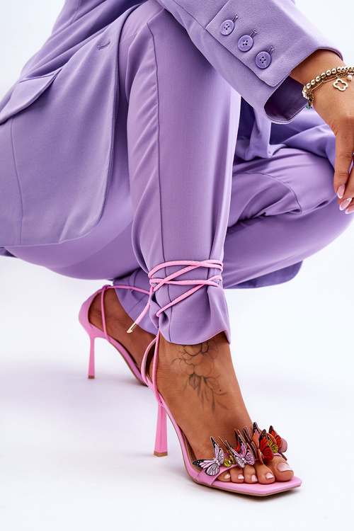 Vázané Sandály S Motýli Růžove Delmar