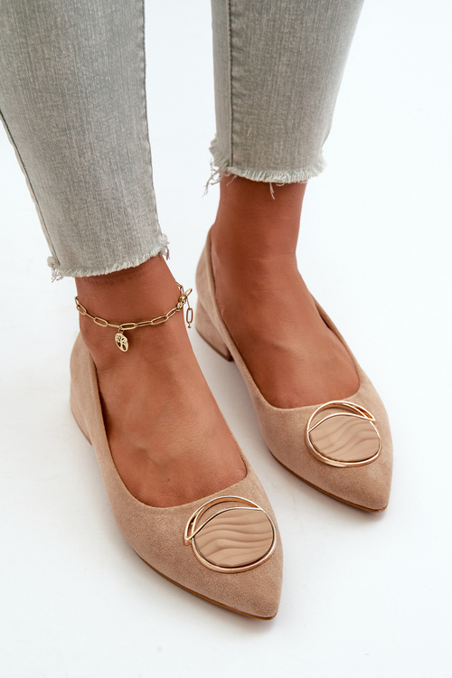 Boty na nízkém podpatku z ekokože S.Barski KV27-037 béžové