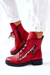 Kožené Boty S Ozdobným Zipem červené Lomissa