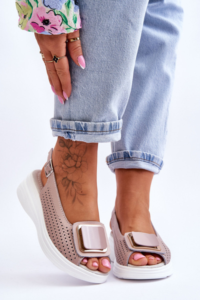 Kožené sandále s sandálmi s.barski bn291 ružová