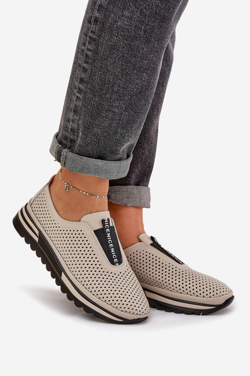 Dámské polobotky z přírodní kůže S.Barski LR51-672 Béžové