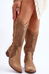 Suede Boots Cowboy topánky pred kolenom lewski topánky 3305 béžová