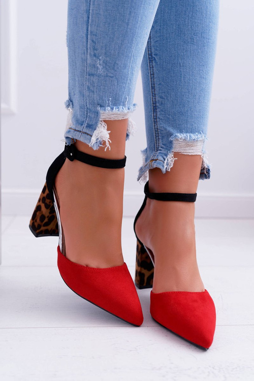 Dámske čerpadlá na červenej leopardovej tlači Ferri