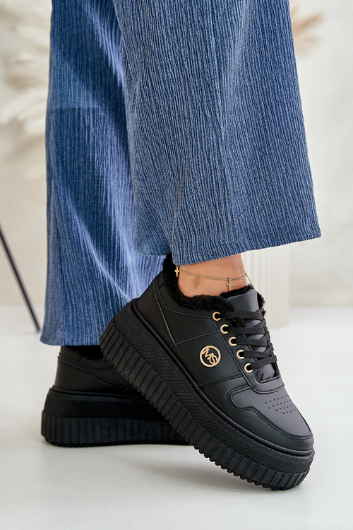 Sneakersy Sportovní Obuv Dámská Zateplená Na Masivní Podešvi Černé Verissha