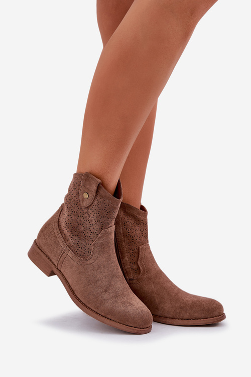 Čižmy S Jemným Vyrezávaným Vzorom Hnedé S.Barski HY51-063