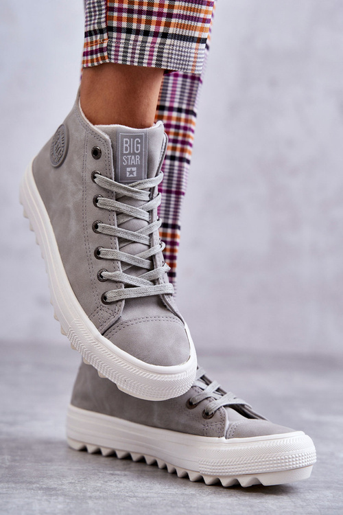 Dámské Tenisky Big Star Vysoké Zateplené Šedé EE274114