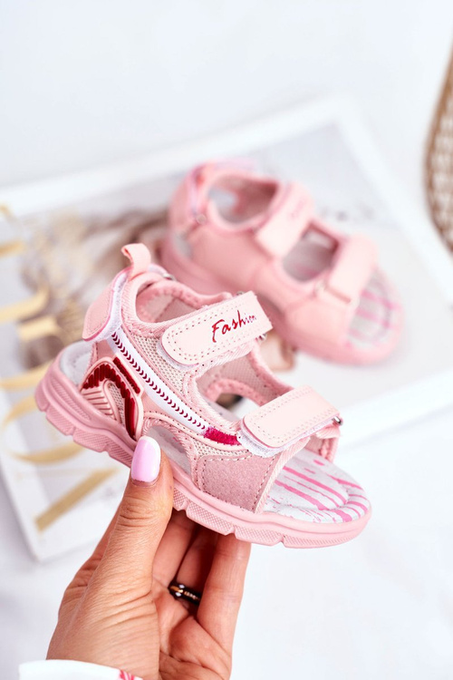 Dětská sandaly se suchým zipem růžové Grobino