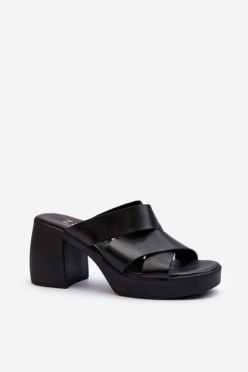 Zazoo 40373 Kožené sandále na opätku čierne