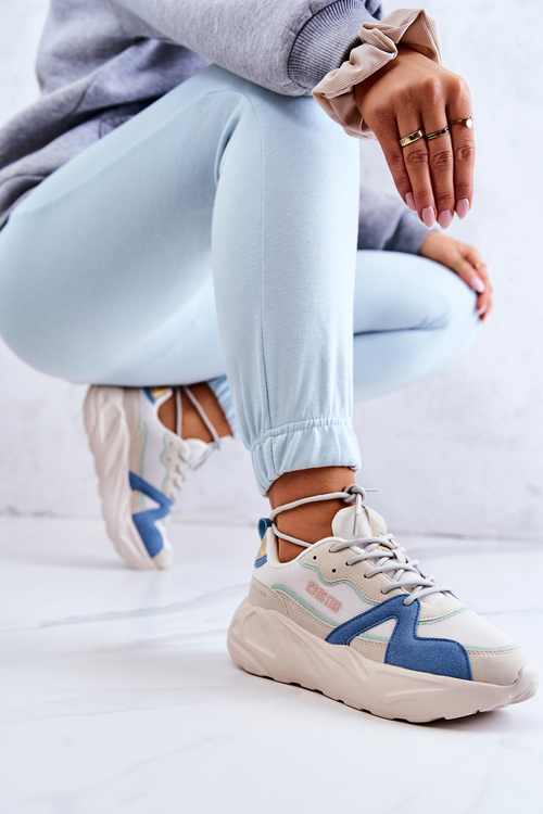 Dámské tenisky Memory Foam Big Star JJ274600 béžovo-modrá