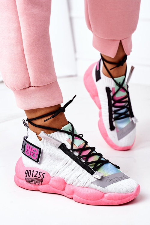 Dámská Sportovní Obuv Sneakers Bílé-Růžové Bubble Tea
