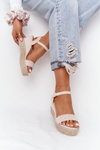 Klinové sandále s Braid béžovými balíčkami