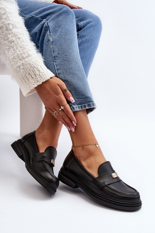 Zazoo 20165 Dámské kožené mokasíny černé