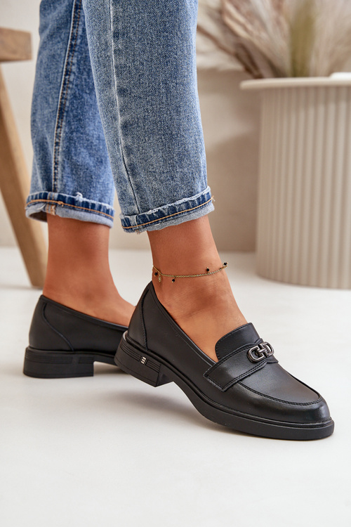 Dámské Mokasíny Z Přírodní Kůže Černé Vinceza 58409