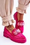 Dámske mokasíny na platforme s dekoráciami Fuksja Brenda