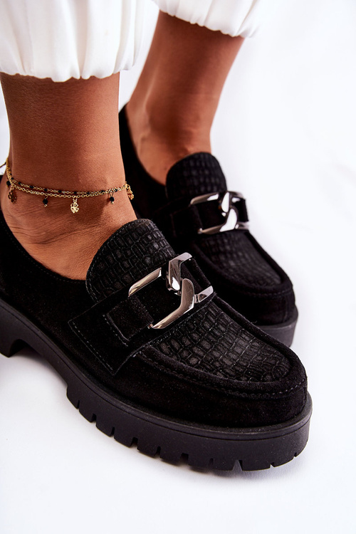 Módne semišové topánky Loafer čierny lemar rayhan