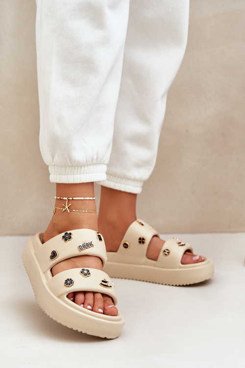 Dámské Pěnové Pantofle S Dekoracemi Béžové Ravanala