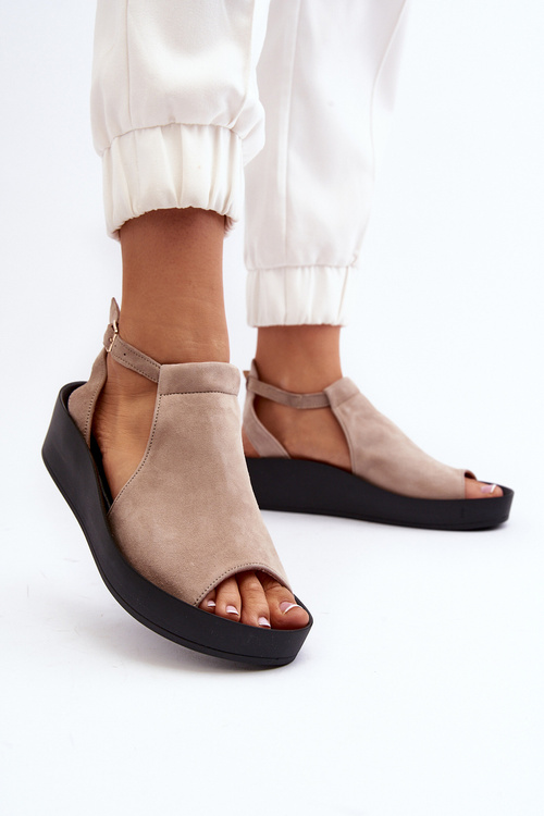 Zazoo 2914 Dámské sandály z velur zamszové béžové