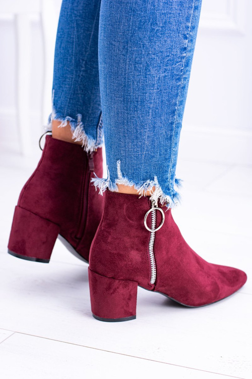 burgundské semišové boty na špičkách Jonnes