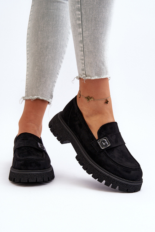 Čierne dámske mokasíny Flanila s remeňom