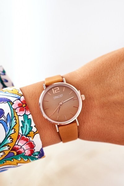 Hodinky Na Koženém řemínku Nickel Free ERNEST Camel