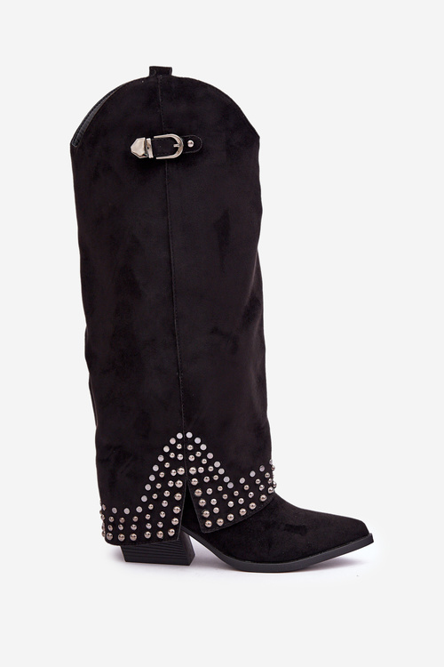 Čižmy S Otočeným Zvrškom Na Opätku Čierne Iveliri